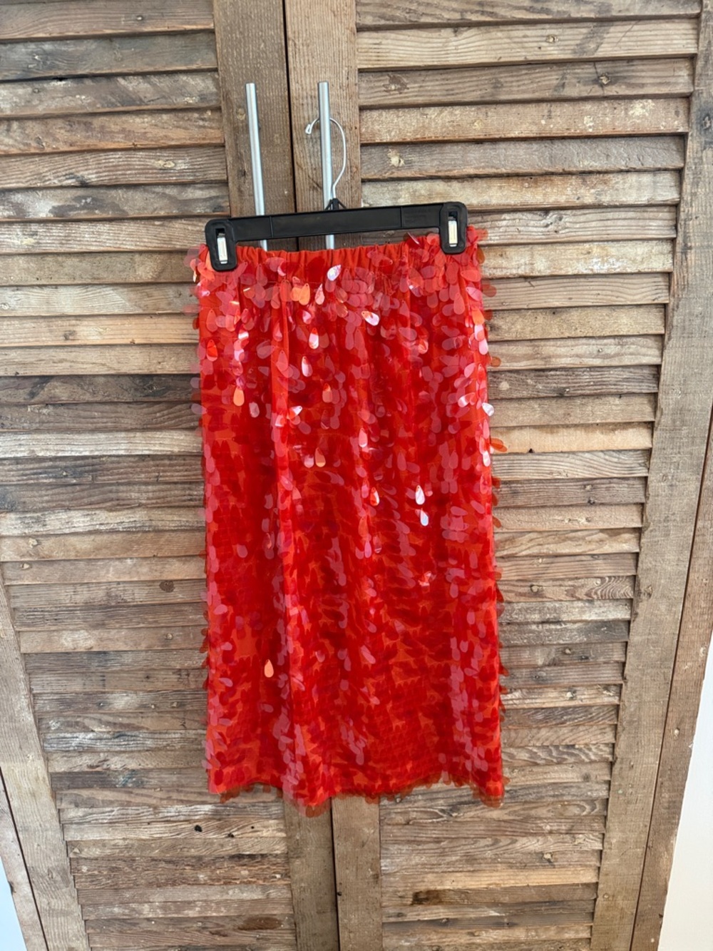 Red Sequin Midi Skirt - great condition